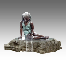 Grande estátua menina fonte decoração bronze escultura tpls-028